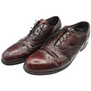 Vintage 80s Oxblood Maroon Burgundy Leather Wingtip Oxford Dress Shoes Men 10.5